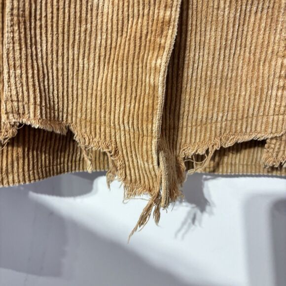 POL Small Boho Corduroy Jacket Brown Raw Hem Distressed Hippie Western Button - Picture 5 of 7
